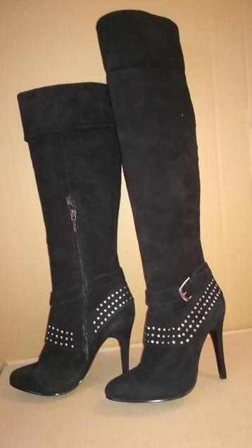 40B* VARESE jolies bottes ou cuissardes noires CUIR (37), Neuf, Varese, Bottes hautes, Noir