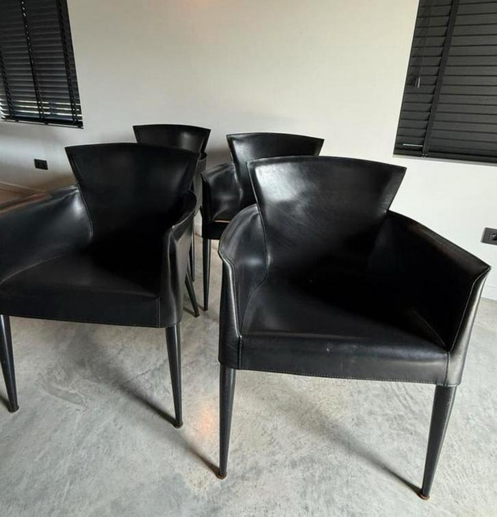 Vintage lederen stoelen ( 4 stuks ), Huis en Inrichting, Stoelen, Zo goed als nieuw, Ophalen