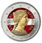 2 euro Letland koersmunt gekleurd, Postzegels en Munten, 2 euro, Ophalen of Verzenden