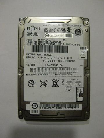 Fujitsu 40GB 2,5" IDE 5400rpm laptop harddisk