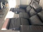 Donkerbruine lederen relax 3-zit, Huis en Inrichting, Zetels | Zetels, Ophalen, Driepersoons, Zo goed als nieuw, Rechte bank