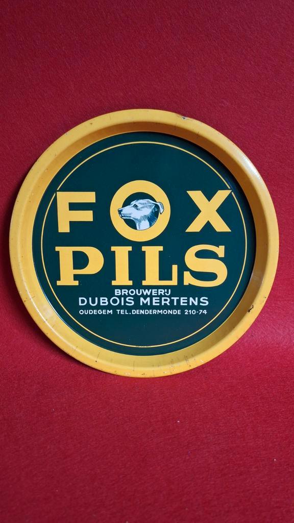 Blikken bier plateau Fox Pils Dubois Mertens Oudegem, Verzamelen, Merken en Reclamevoorwerpen, Gebruikt, Gebruiksvoorwerp, Ophalen of Verzenden