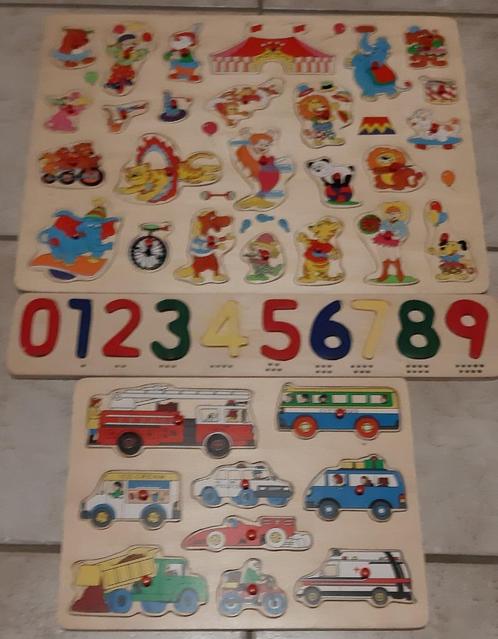 houten puzzels en domino spel, Kinderen en Baby's, Speelgoed | Kinderpuzzels, Gebruikt, 6 maanden tot 2 jaar, 10 tot 50 stukjes
