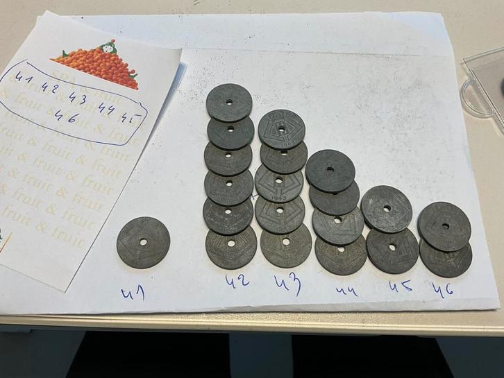 20 munten , oorlogsgeld 2de wereldoorlog  1940-1944, Postzegels en Munten, Munten | België, Ophalen of Verzenden