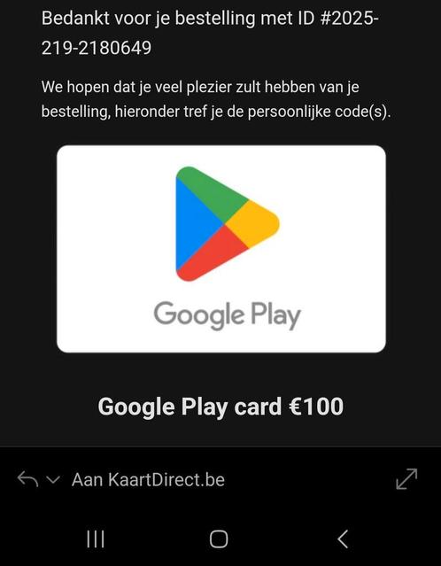 Google play 100 € giftcard, Tickets en Kaartjes, Kortingen en Cadeaubonnen