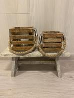 lot de 2 photophores en bois, Moins de 25 cm, Enlèvement ou Envoi, Comme neuf, Brun