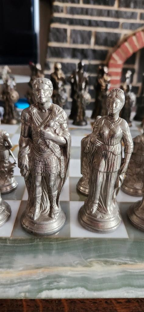 Bronzen historisch slagschaakspel, Hobby en Vrije tijd, Gezelschapsspellen | Bordspellen, Ophalen of Verzenden