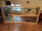 Loodglas raam in houten frame, Ophalen