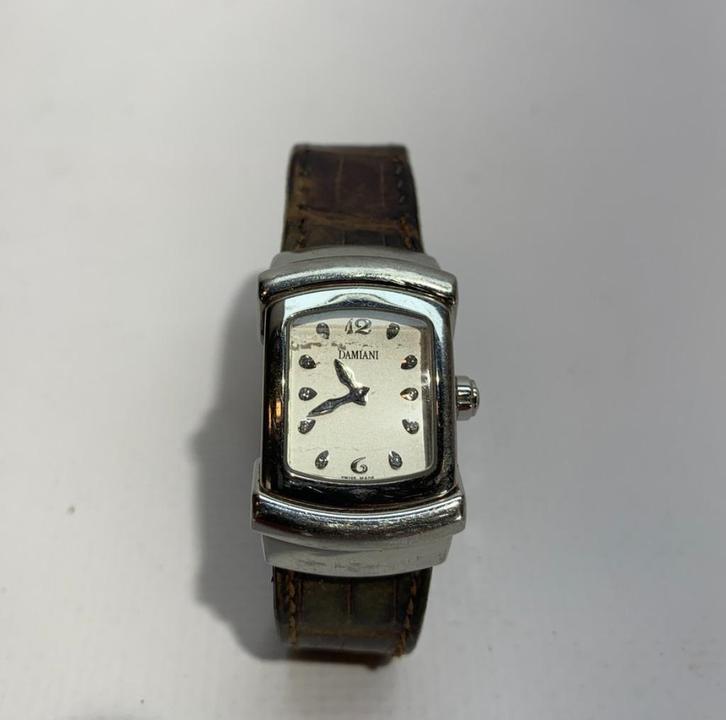 Damiani Vintage Ego Clock with Diamonds, Handtassen en Accessoires, Horloges | Antiek, Polshorloge, Overige merken, Staal, 1960 of later