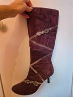 bottes 36 prune aspect daim, lacet cousu noeud, talon 7.5 cm, Enlèvement ou Envoi, Autres couleurs, Comme neuf, No marque