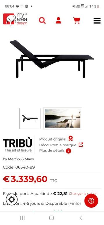 6 Transat tribu  3000€, Tuin en Terras, Ophalen, Gebruikt, Overige materialen