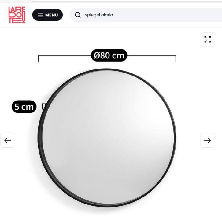 2 ronde wandspiegels  zwart 80cm, Huis en Inrichting, Woonaccessoires | Spiegels, Nieuw, 75 tot 100 cm, Minder dan 100 cm, Rond