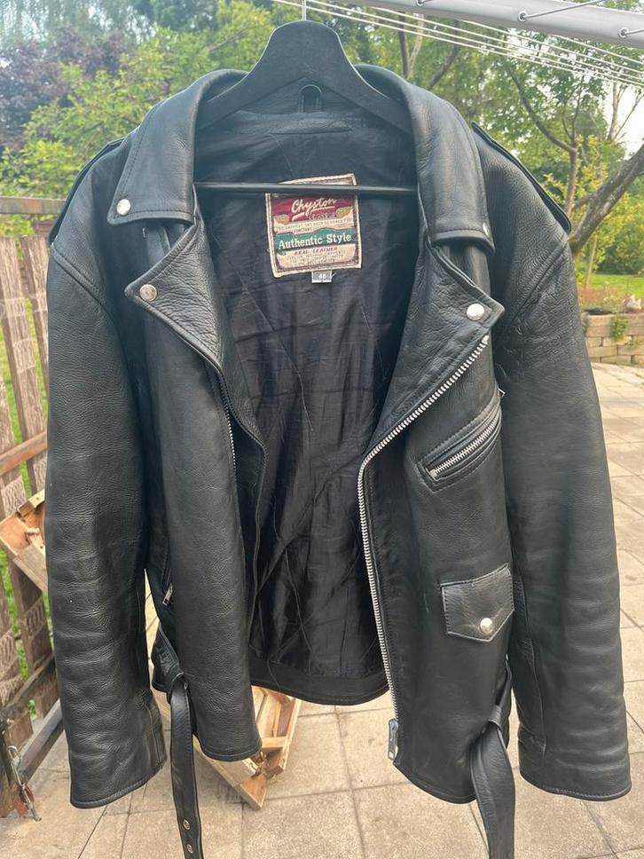 Klassieke zwarte bikerjas, Kleding | Heren, Jassen | Zomer, Zo goed als nieuw, Maat 48/50 (M), Zwart, Ophalen