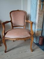 2  stoelen empire stijl met lichtroze bekleding in velours, Ophalen