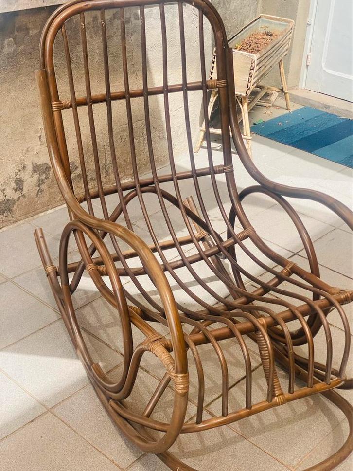 Vintage bamboe schommelstoel Heinz Hoffman Germany, Antiek en Kunst, Antiek | Meubels | Stoelen en Sofa's, Ophalen