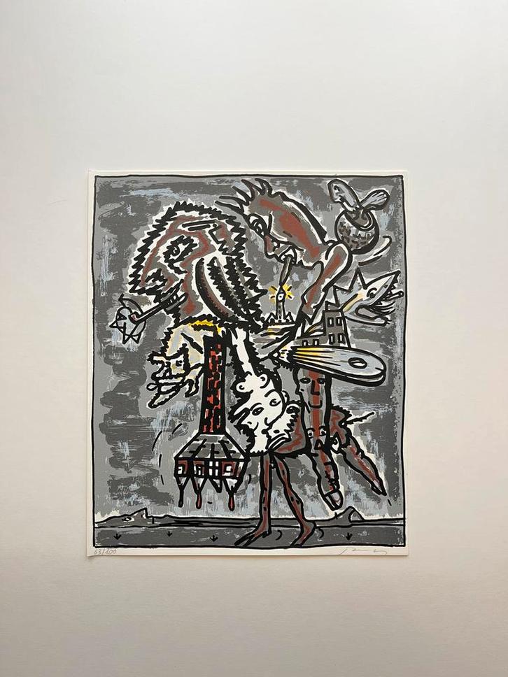 Fred Bervoets 1991 zelfportret, Antiek en Kunst, Kunst | Litho's en Zeefdrukken, Ophalen of Verzenden