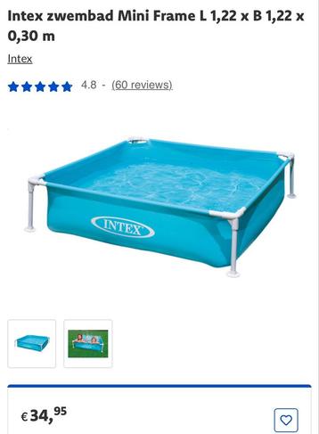 Intex zwembad mini-frame 1,22 * 1,22 * 0,30, Tuin en Terras, Ophalen, Zo goed als nieuw