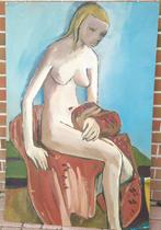 oud erotisch schilderij 1958 gesigneerd 120 cm, Antiek en Kunst, Ophalen