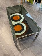 Vintage Design salontafel tegels rookglas chroom jaren 70, Antiek en Kunst, Ophalen