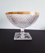Kristallen schaal op voet met vergulde rand en diamantmotief, Antiek en Kunst, Ophalen of Verzenden
