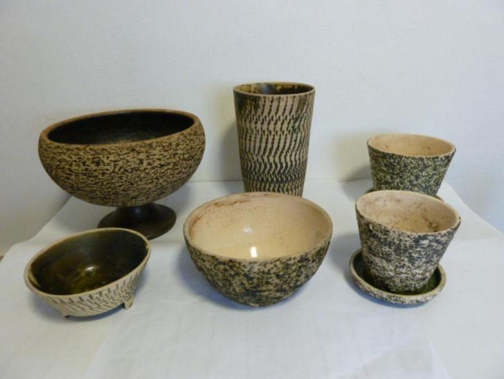Keramiek vaas-cache-pot Berkenbast 6stuks!,perfecte staat!, Antiek en Kunst, Antiek | Keramiek en Aardewerk, Ophalen