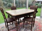 Tafel Mechelse stijl & 4 stoelen, Ophalen, Gebruikt, 100 tot 150 cm, Mechelse stijl (antiek)