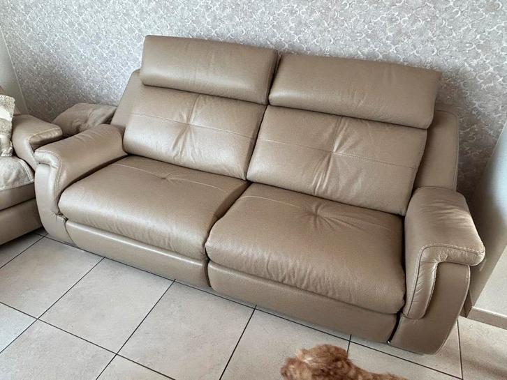 Italiaans leder salon 3 zit en 2x 1 zit, Huis en Inrichting, Zetels | Zetels, Zo goed als nieuw, Rechte bank, Overige maten, Ophalen