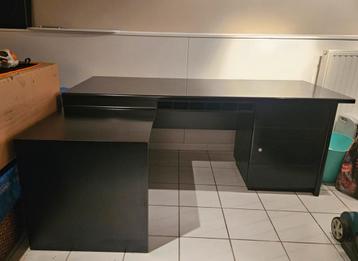 Zwarte bureau en ladekast, Huis en Inrichting, Ophalen, Gebruikt, Bureau