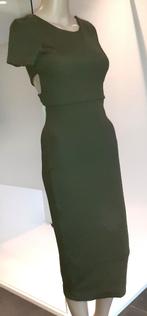 Midi jurk kaki groen met open rug Zara XS 34, Verzenden, Nieuw, Maat 34 (XS) of kleiner, Onder de knie