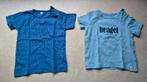 2 toffe blauwe T-shirts 'Bengel' en 'Deugenietje' - Maat 68, Kinderen en Baby's, Babykleding | Maat 68, Jongetje of Meisje, Ophalen of Verzenden