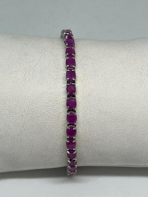 Armband met Echte Robijn – 925 Zilver, Handtassen en Accessoires, Armbanden, Nieuw, Zilver, Rood, Met edelsteen, Ophalen of Verzenden