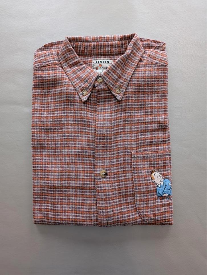 👕 Shirt van Kuifje — 14 jaar — 100% katoen — Uitstekende co, Kleding | Heren, Overhemden, Zo goed als nieuw, Ophalen of Verzenden