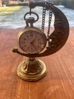 Vintage zakhorloge Roskopf met koperen maantje + ketting, Handtassen en Accessoires, Horloges | Antiek, Verzenden, Zakhorloge