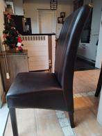 Zes bruine lederen eetkamerstoelen, als nieuw, Huis en Inrichting, Ophalen, Zo goed als nieuw