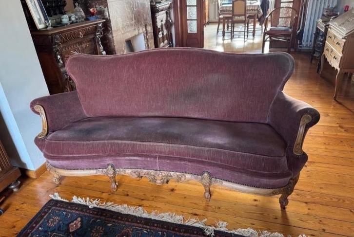 Barok zetel in zachtroze velours, Antiek en Kunst, Antiek | Meubels | Stoelen en Sofa's, Ophalen of Verzenden