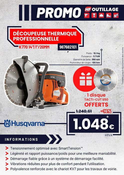 Husqvarna 350 en 400 mm thermische snijmachine PROMO, Doe-het-zelf en Bouw, Gereedschap | Zaagmachines, Nieuw, Overige typen, 70 mm of meer