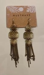 Goudkleurige oorbellen met hangers, Handtassen en Accessoires, Oorbellen, Ophalen of Verzenden, Nieuw, Goud, Hangers