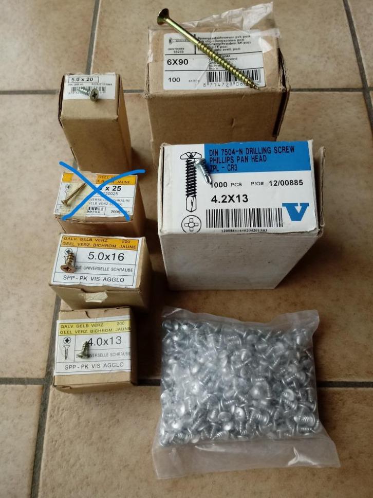 Vis hexagone, régulière et cruciforme tout est galvanisé, Bricolage & Construction, Quincaillerie & Fixations, Neuf, Vis, Enlèvement ou Envoi