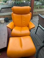 Stressless relaxzetel met voetbank – leder, oranje, Ophalen, Gebruikt