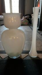 Witte vazen 2st, Ophalen, Wit, Minder dan 50 cm, Glas