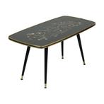 Fifties Rockabilly Salontafel Conische Poten Glazen Blad, Minder dan 50 cm, Gebruikt, 50 tot 100 cm, Ophalen of Verzenden
