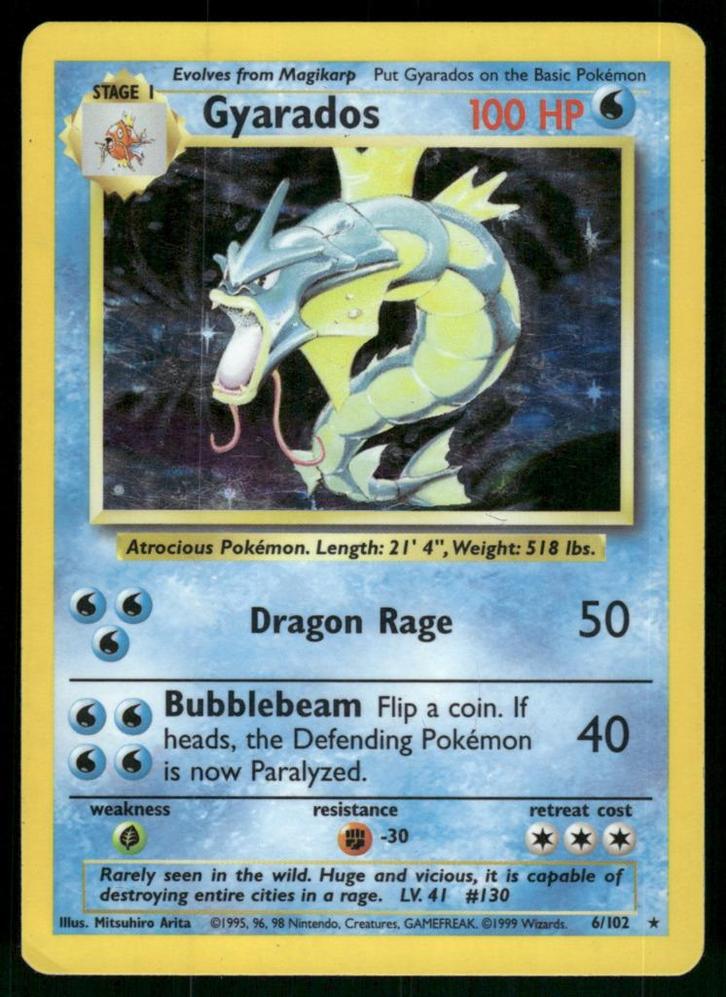 Gyarados 6/102 - Base (Good), Hobby en Vrije tijd, Verzamelkaartspellen | Pokémon, Gebruikt, Verzenden