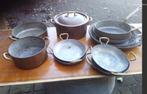 SET OUDE KOPER KOOKPOTTEN en PANNEN, Huis en Inrichting, Keuken | Potten en Pannen, Overige materialen, Gebruikt, Inductieplaat