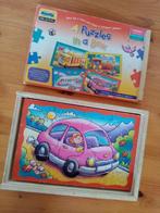 Grafix : houten puzzeldoos 4 puzzels voertuigen 12 stuks, Kinderen en Baby's, Speelgoed | Kinderpuzzels, 2 tot 4 jaar, 10 tot 50 stukjes