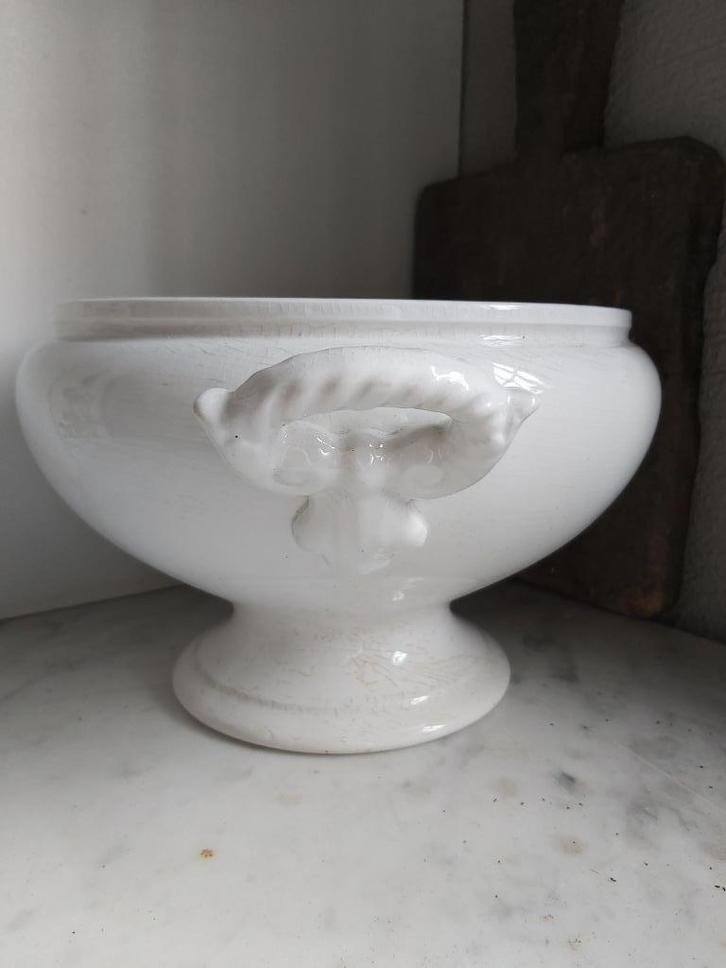 Prachtige grote oude witte soupiere / soepterrine BOCH, Antiek en Kunst, Antiek | Servies los, Ophalen of Verzenden