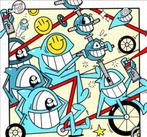 EL PEZ, riding in the neighbourhood, street art met COA, Antiek en Kunst, Ophalen of Verzenden