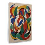 Choreografie van Kleurrijke Abstracte Vormen canvas 60x90cm, Huis en Inrichting, Woonaccessoires | Wanddecoraties, Nieuw, Verzenden