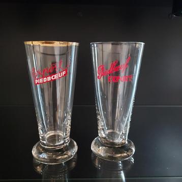 Piedboeuf Export 2 verres à bière anciens différents de 45 m, Enlèvement, Utilisé, Verre ou Verres, Jupiler