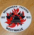 Sticker brandweer feesten Westmalle 1972, Verzamelen, Ophalen of Verzenden, Zo goed als nieuw, Bedrijf of Vereniging