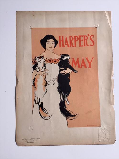 Master of Harper's tijdschriftposter Plate 120 uit 1895, Antiek en Kunst, Kunst | Litho's en Zeefdrukken, Ophalen of Verzenden